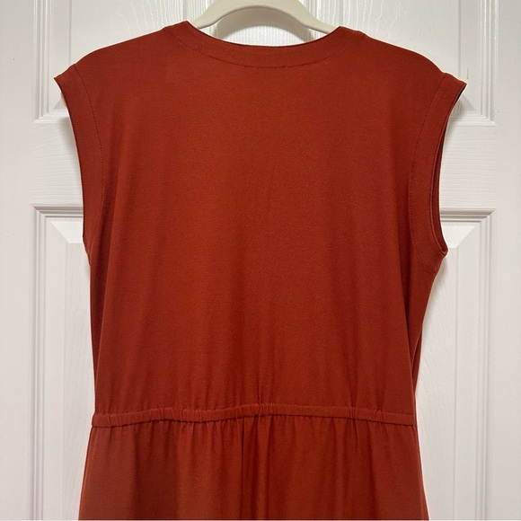 Eileen Fisher Wrap Front Stretchy Washable Crepe Jumpsuit in Rust Red Size Small - Picture 6 of 8